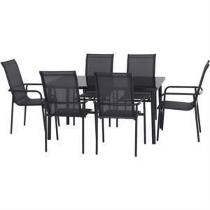 SET MASĂ șI SCAUNE GRĂDINĂ  - gri, Modern, sticlă/metal (284/204/100cm) - Ambia Garden