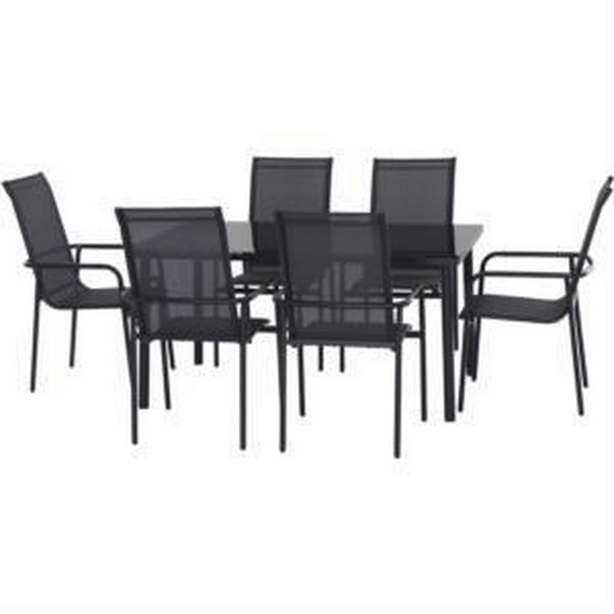 GARTENTISCHGRUPPE Webstoff Stahl  - Grau, MODERN, Glas/Textil (284/204/100cm) - Ambia Garden