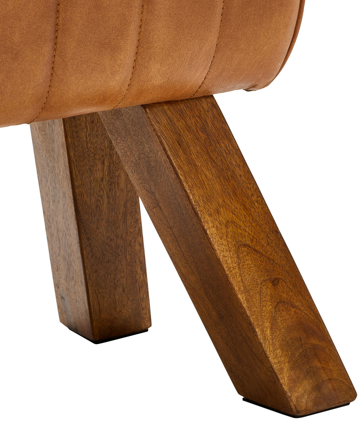 HOCKER Echtleder Mangoholz Braun  - Naturfarben/Braun, LIFESTYLE, Leder/Holz (42/45/35cm) - Livetastic
