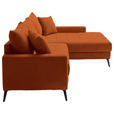 ECKSOFA  in Cord Dunkelorange  280/173 cm  - Dunkelorange/Schwarz, KONVENTIONELL, Textil/Metall (280/173cm) - Hom`in