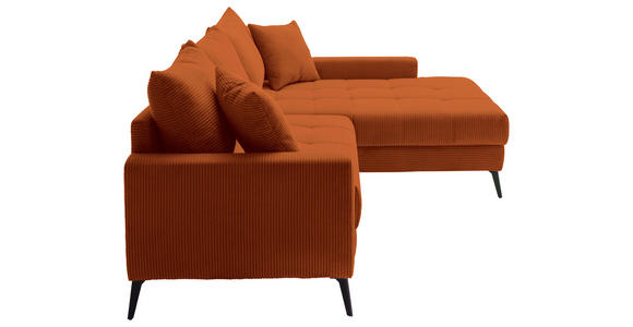 ECKSOFA  in Cord Dunkelorange  280/173 cm  - Dunkelorange/Schwarz, KONVENTIONELL, Textil/Metall (280/173cm) - Hom`in
