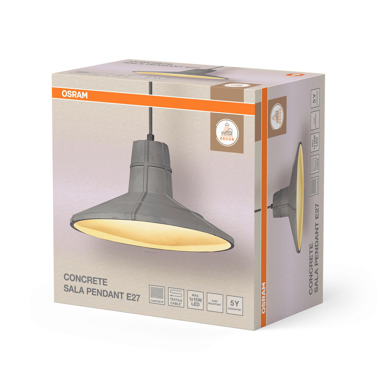 HÄNGELEUCHTE 32.5/121.5 cm  - Dunkelgrau, Basics, Stein/Metall (32.5/121.5cm) - Osram