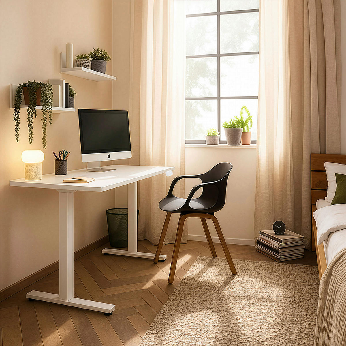 SCHREIBTISCH 138/60/72,7-117,2 cm Weiß  - Weiß, Basics, Holzwerkstoff/Kunststoff (138/60/72,7-117,2cm) - MID.YOU