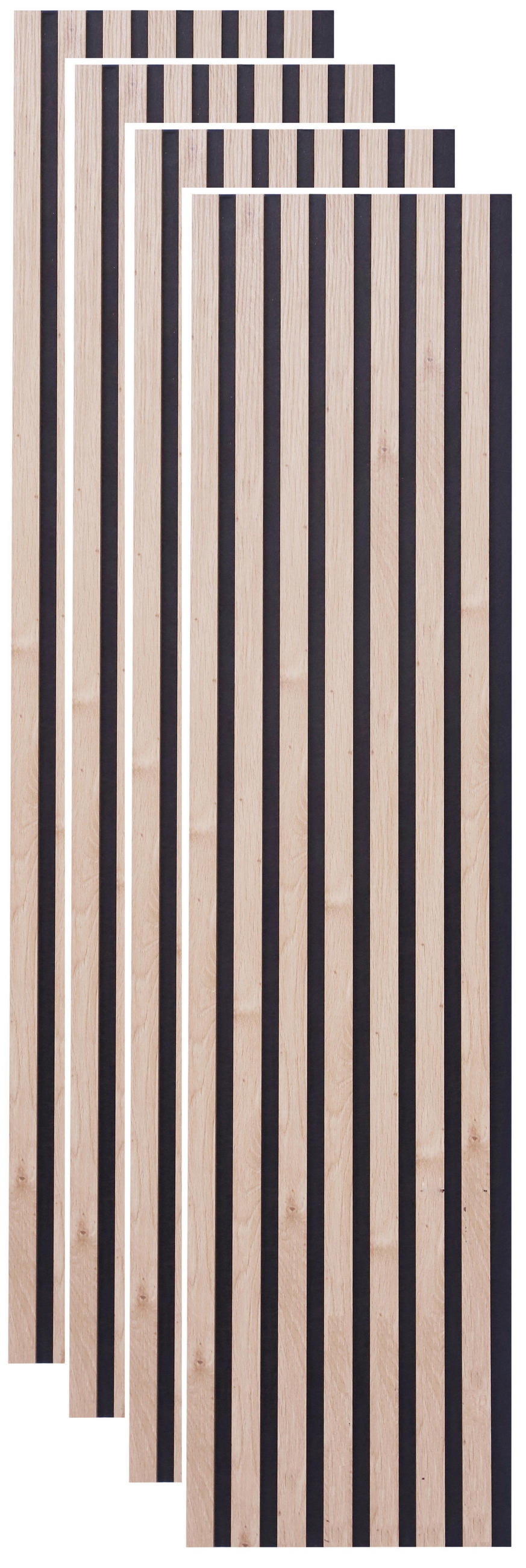 AKUSTIKPANEEL Nachbildung, Echtholz 30,5/132,5/2,1 cm 4 Stück  - Schwarz/Eiche Artisan, Trend, Holz/Holzwerkstoff (30,5/132,5/2,1cm) - Boxxx