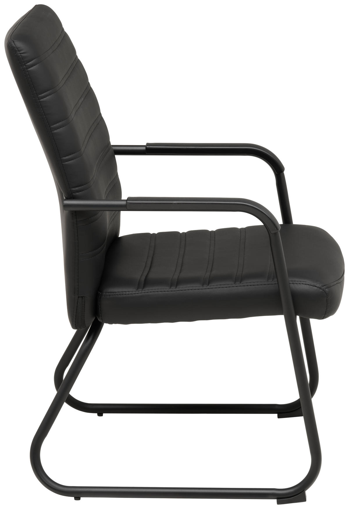 BESUCHERSTUHL  in Lederlook Schwarz  - Schwarz, Lifestyle, Holz/Kunststoff (55/92/64cm) - Livetastic