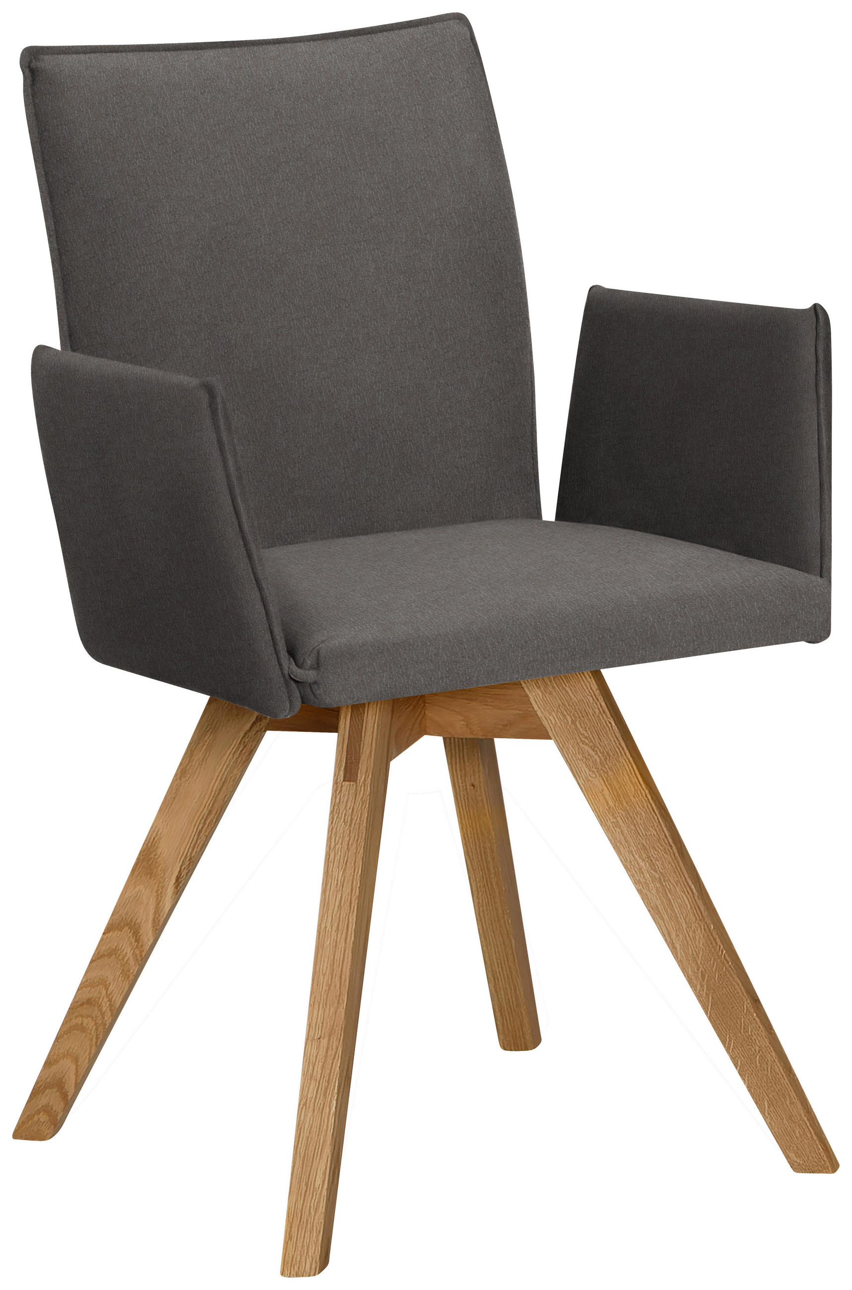 ARMLEHNSTUHL  in Lederlook  - Eichefarben/Dunkelgrau, Konventionell, Holz/Textil (60/91/61cm) - Moderano
