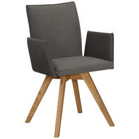 ARMLEHNSTUHL  in Lederlook  - Eichefarben/Dunkelgrau, Konventionell, Holz/Textil (60/91/61cm) - Moderano
