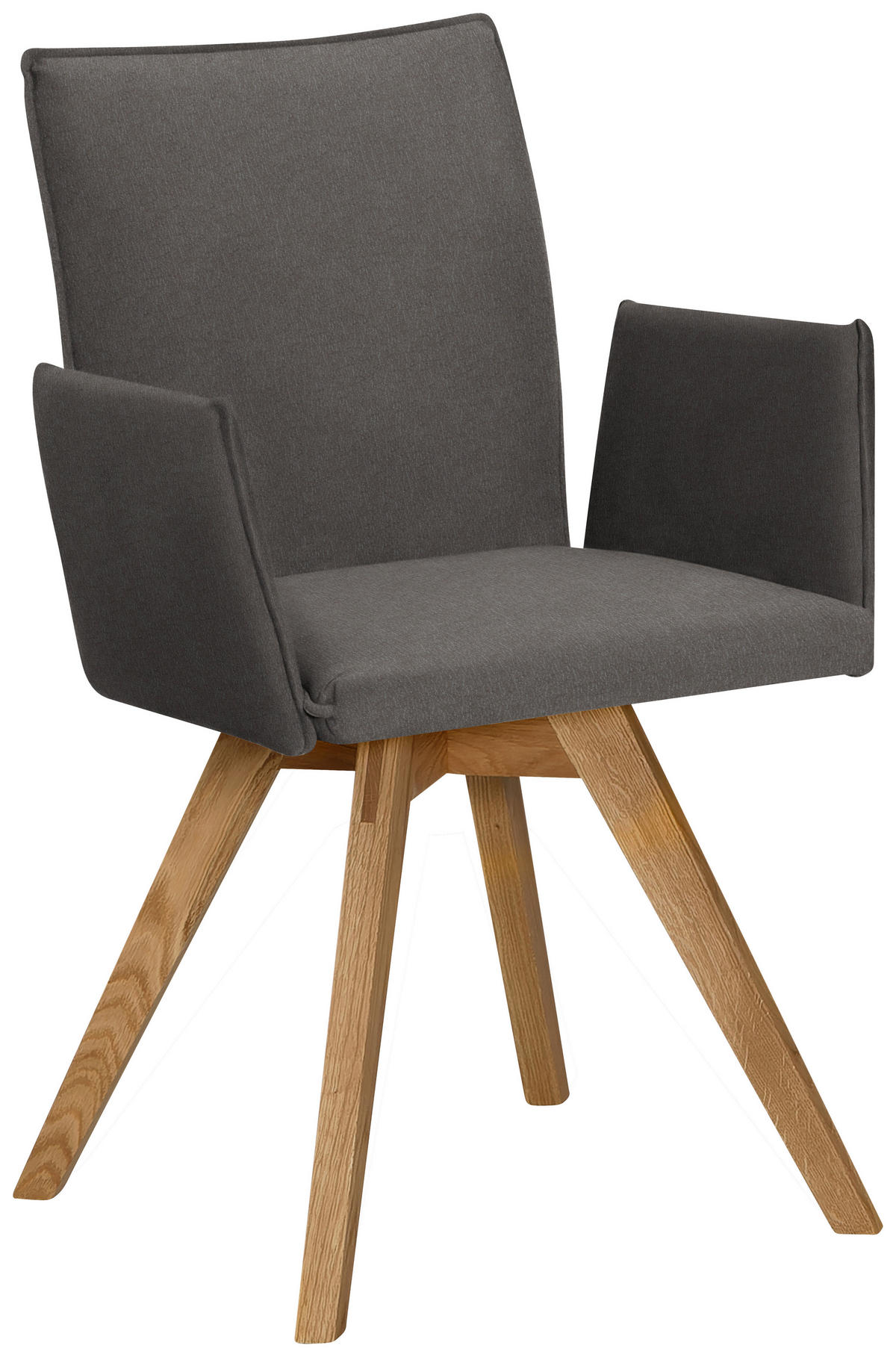 ARMLEHNSTUHL  in Lederlook  - Eichefarben/Dunkelgrau, Konventionell, Holz/Textil (60/91/61cm) - Moderano