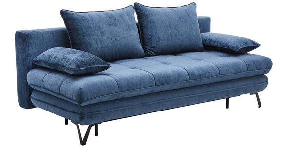 SCHLAFSOFA Samt Dunkelblau - Schwarz/Dunkelblau, Design, Textil/Metall (205/79-96/95cm) - Novel