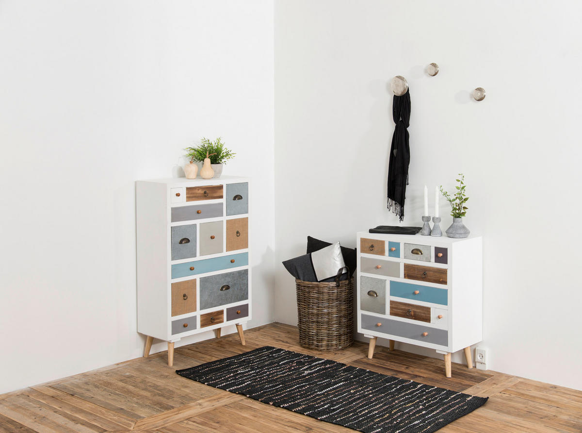KOMMODE Thais  in 70/81/32 cm  - Blau/Multicolor, Design, Holz/Holzwerkstoff (70/81/32cm)