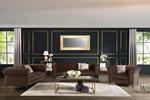 CHESTERFIELD-SOFA Dunkelbraun Samt  - Dunkelbraun/Schwarz, Trend, Textil/Metall (195/75/90cm) - Carryhome