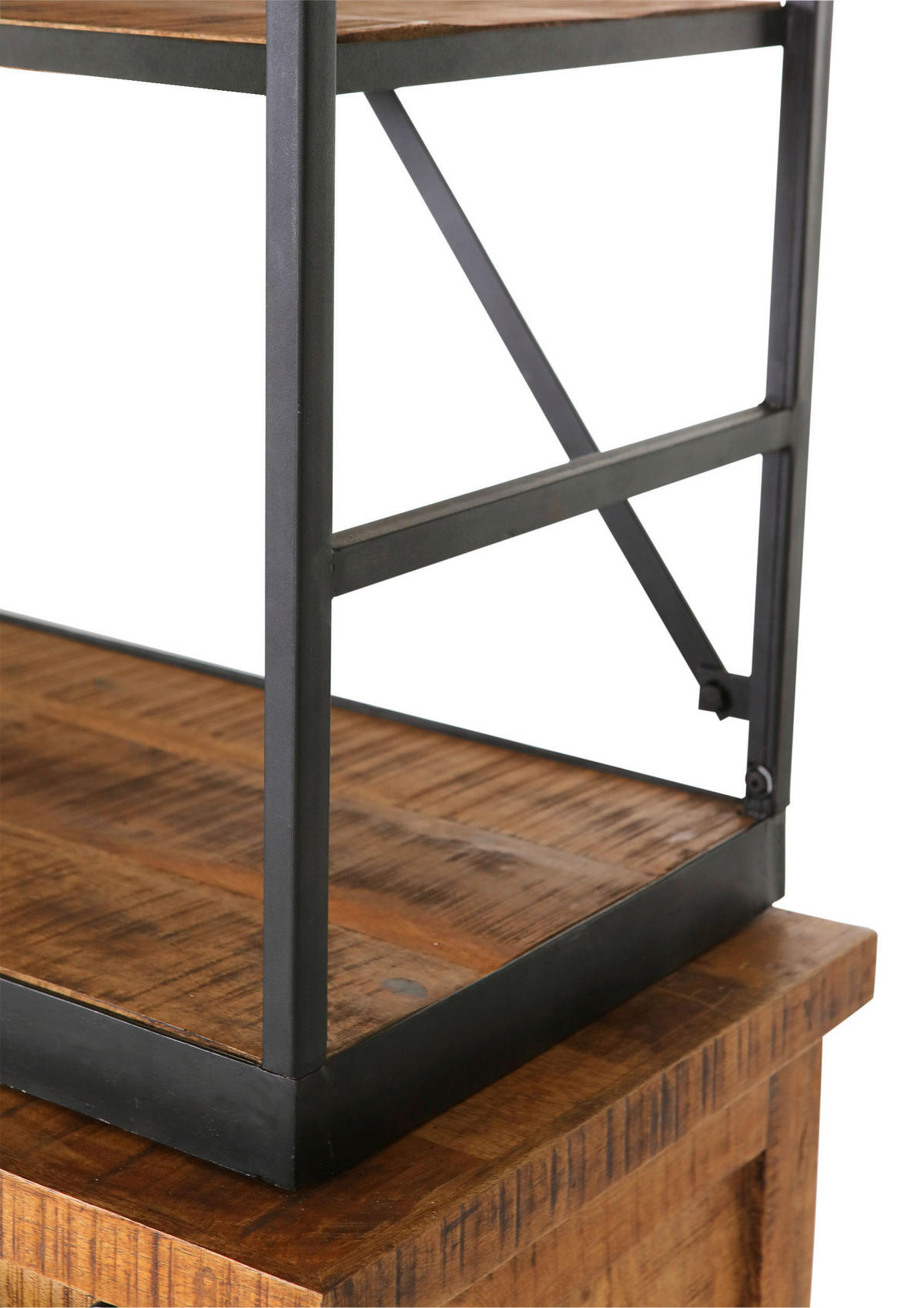 BÜCHERWAND Mangoholz massiv Naturfarben, Schwarz  - Schwarz/Naturfarben, KONVENTIONELL, Holz/Metall (127/210/45cm) - Landscape
