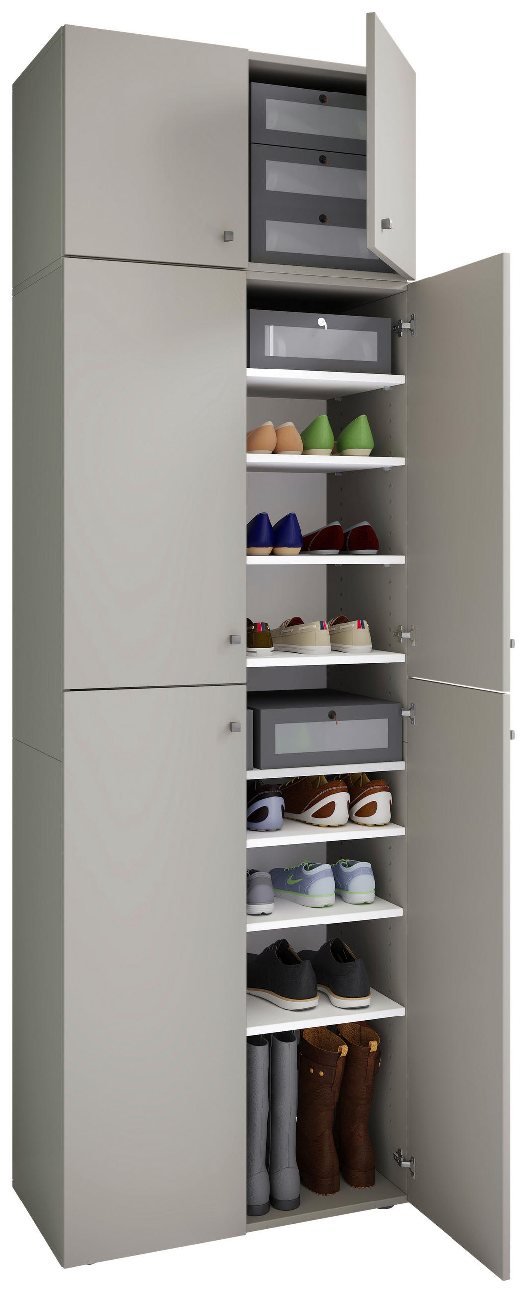 SCHUHSCHRANK Grau  - Schwarz/Grau, MODERN, Holzwerkstoff/Kunststoff (70/223/39cm) - MID.YOU