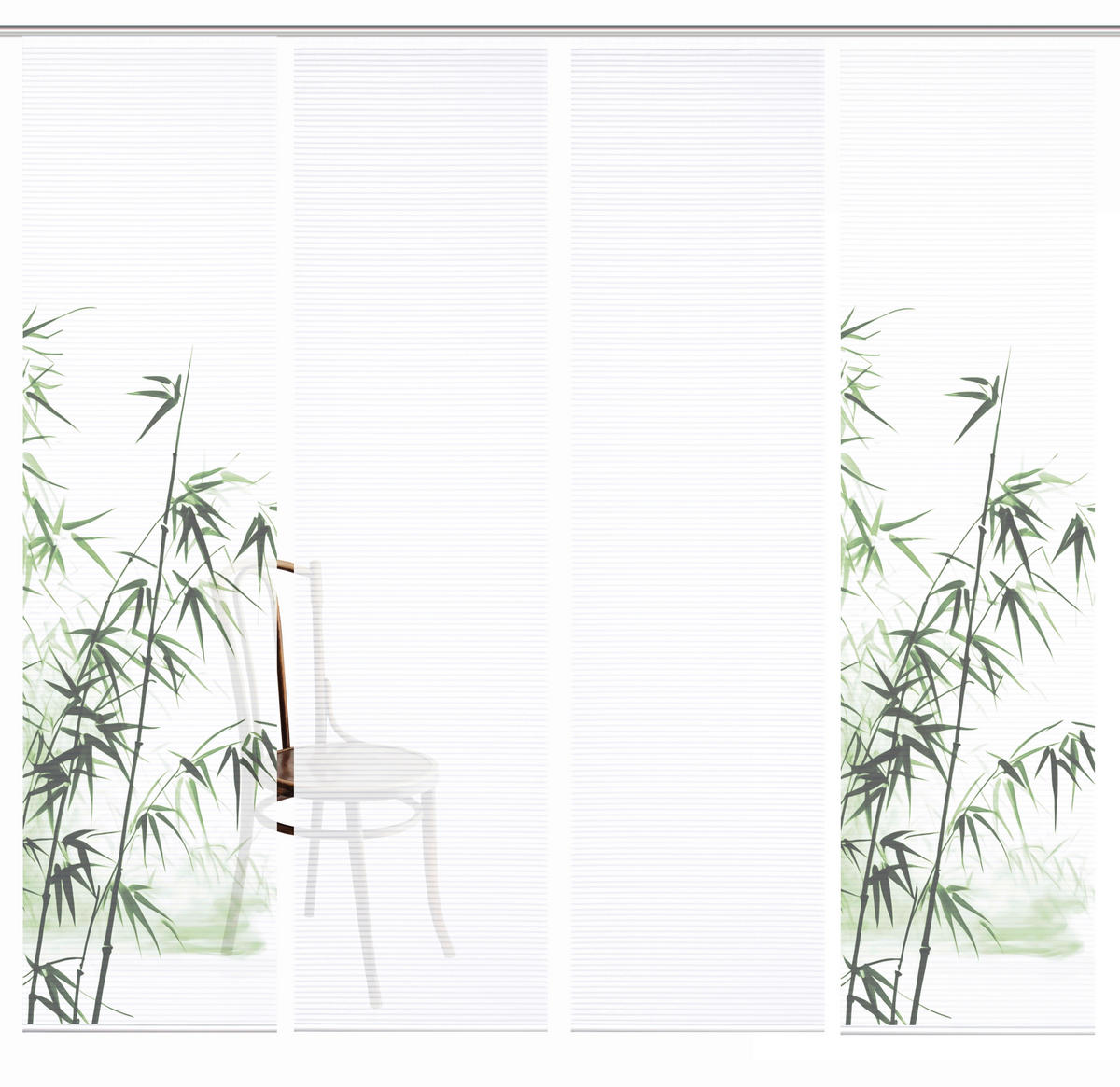 FLÄCHENVORHANG  4 Stück  blickdicht  60/245 cm   - Weiß/Grün, Natur, Textil (60/245cm)