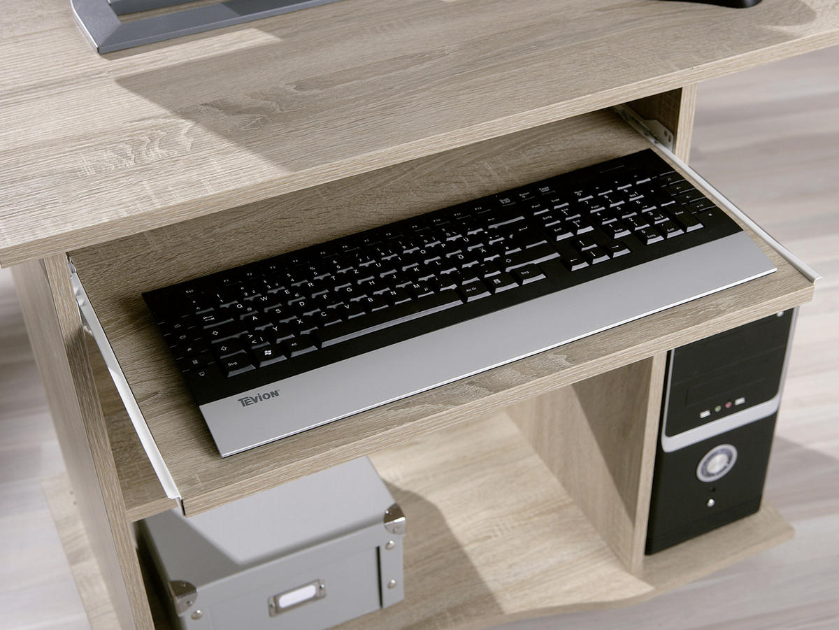 PC STŮL, Sonoma dub, 80/50/75 cm - Sonoma dub, Konvenční, kompozitní dřevo/plast (80/50/75cm) - MID.YOU