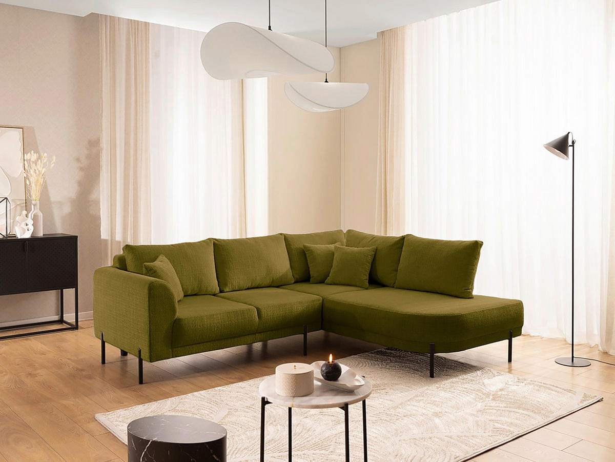 ECKSOFA Mauris Grün Chenille Rückenkissen  - Schwarz/Grün, Design, Kunststoff/Textil (233/200cm) - Livetastic