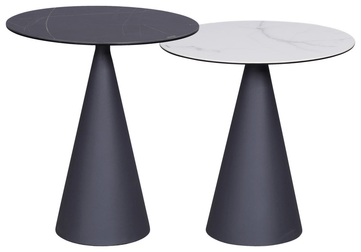 BEISTELLTISCH in Metall, Glas, Keramik 48,5/48,5/55 cm  - Anthrazit/Schwarz, Design, Glas/Keramik (48,5/48,5/55cm) - Dieter Knoll