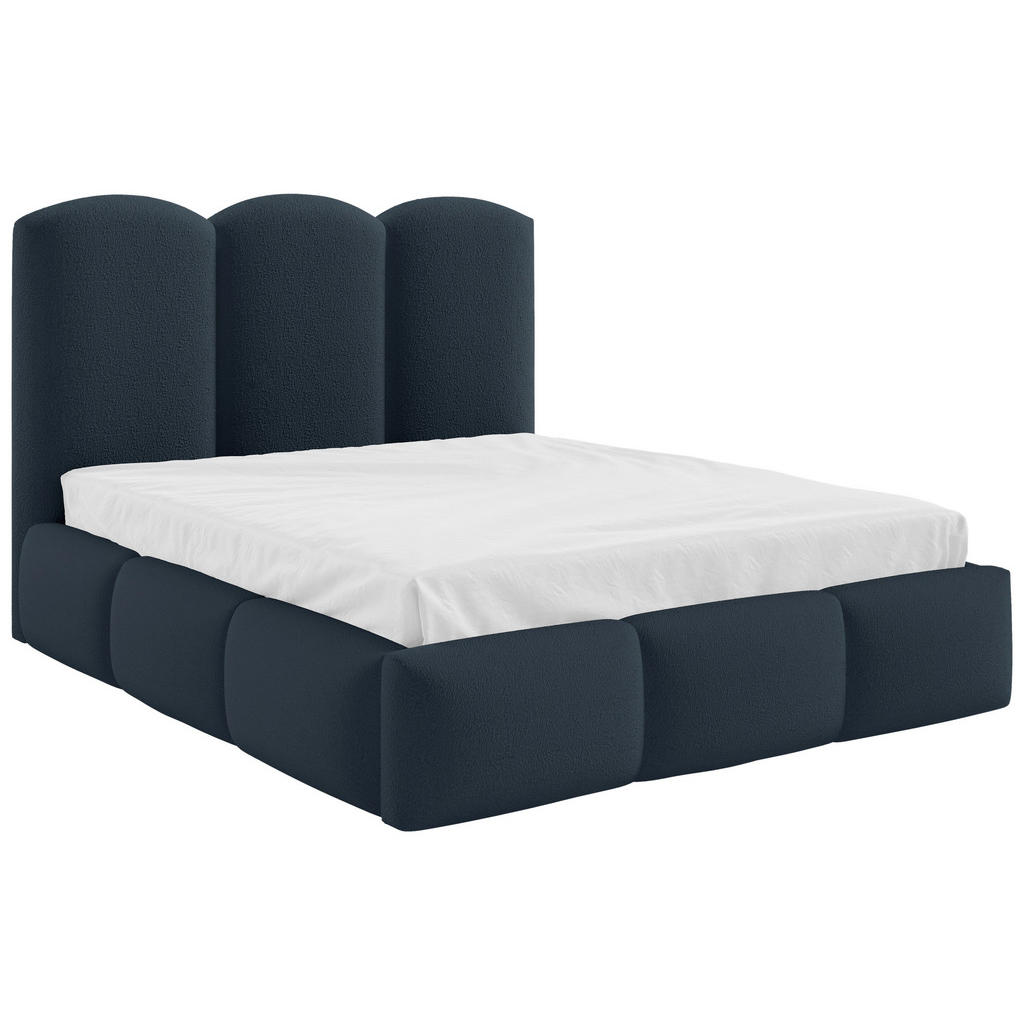 Polsterbett Bero Boucle Blau, Lf: 160x200 Cm