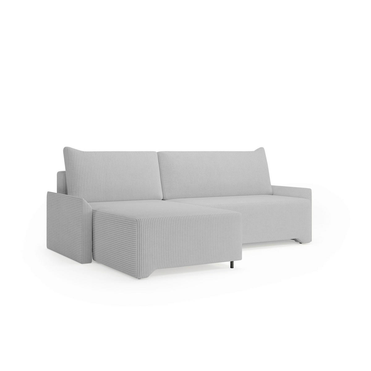 ECKSOFA LOCO in Cord Hellgrau  - Hellgrau/Schwarz, Design, Kunststoff/Textil (174/245cm) - MID.YOU