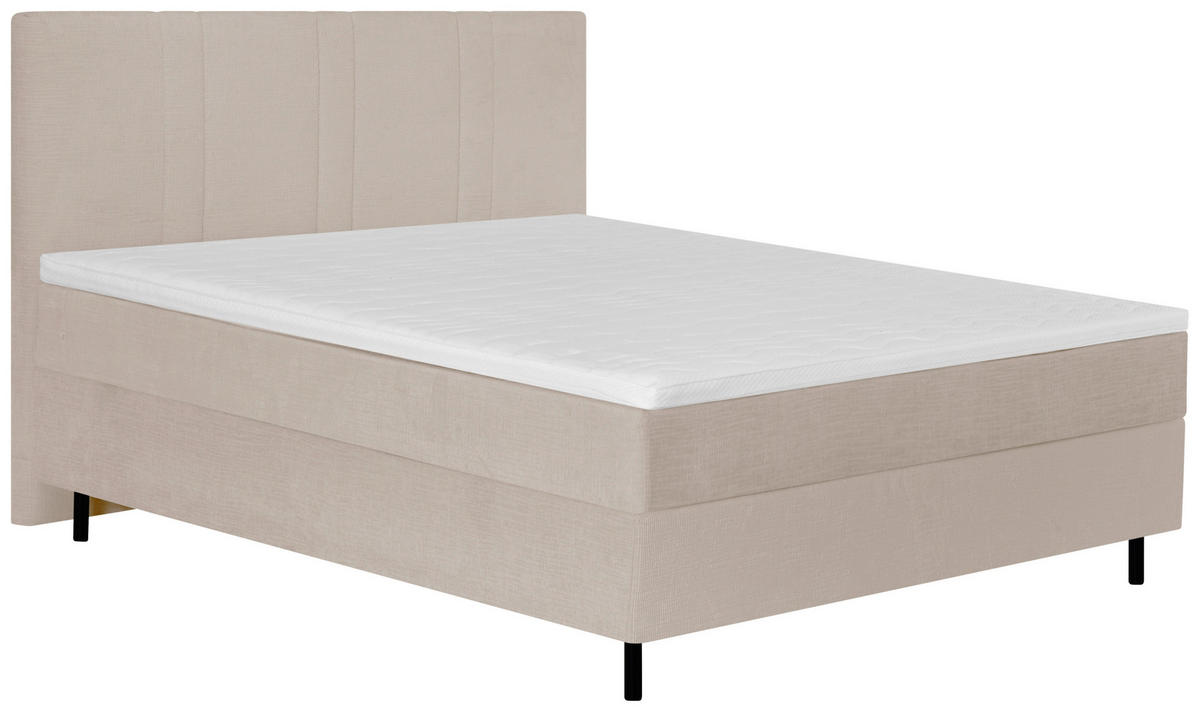 BOXSPRINGBETT 180/200 cm  in Perlmutt  - Perlmutt/Schwarz, Design, Holz/Textil (180/200cm) - Welnova