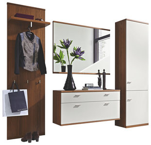 4 Teilige Garderobe Nussbaumfarben Weiss Finden