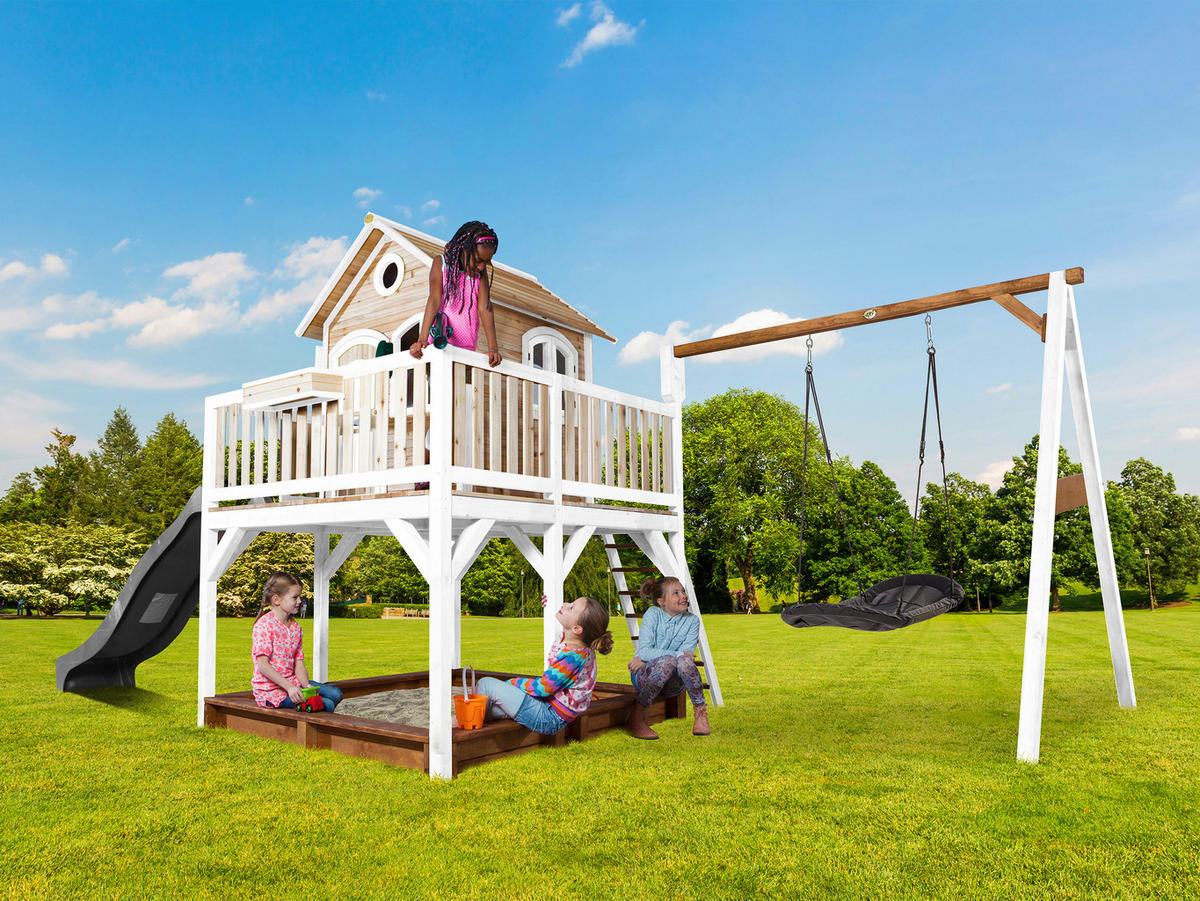 SPIELTURM 613/291/277 cm  - Weiss/Braun, Konventionell, Holz (613/291/277cm)
