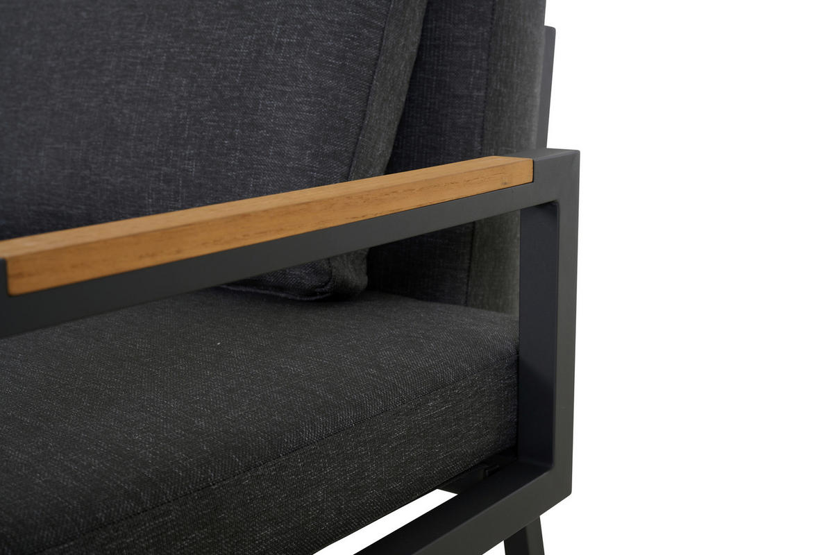 LOUNGESOFA  - Anthrazit, Basics, Holz/Textil (219/81/91cm) - Siena Garden