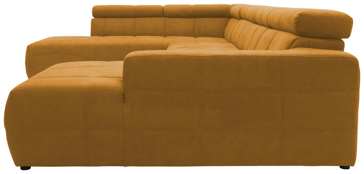 WOHNLANDSCHAFT in Mikrofaser Orange  - Schwarz/Orange, Design, Kunststoff/Textil (228/359/175cm) - MID.YOU