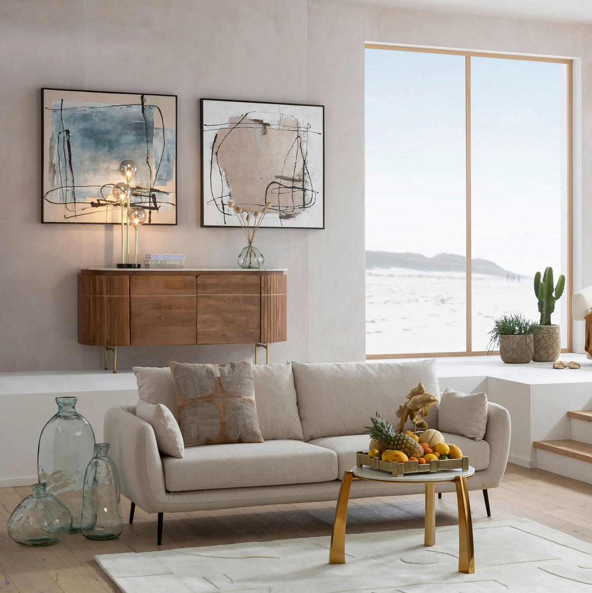 SIDEBOARD  in 160/78/45 cm  - Goldfarben/Braun, Design, Holz/Stein (160/78/45cm) - Kare-Design