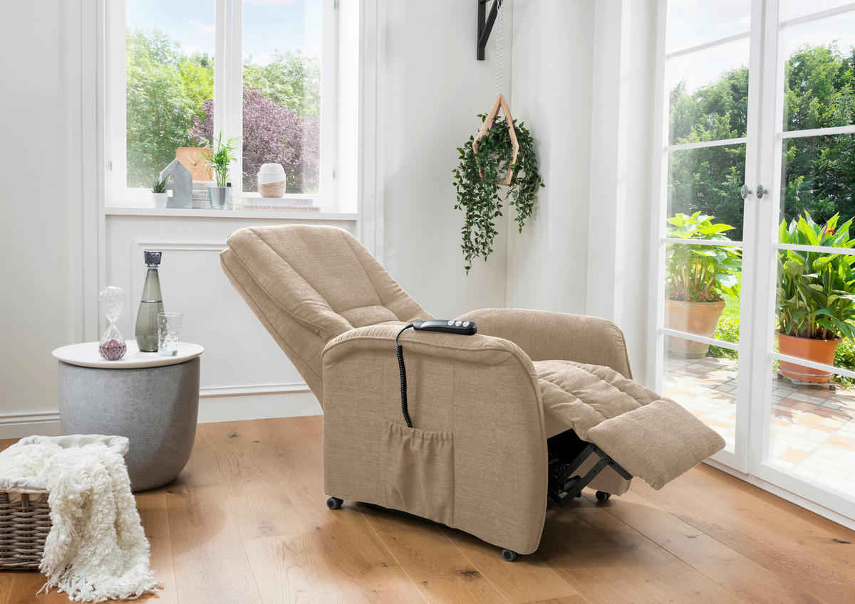 FERNSEHSESSEL in Struktur Hellbraun  - Hellbraun/Schwarz, Design, Kunststoff/Textil (77/107/88cm) - Livetastic