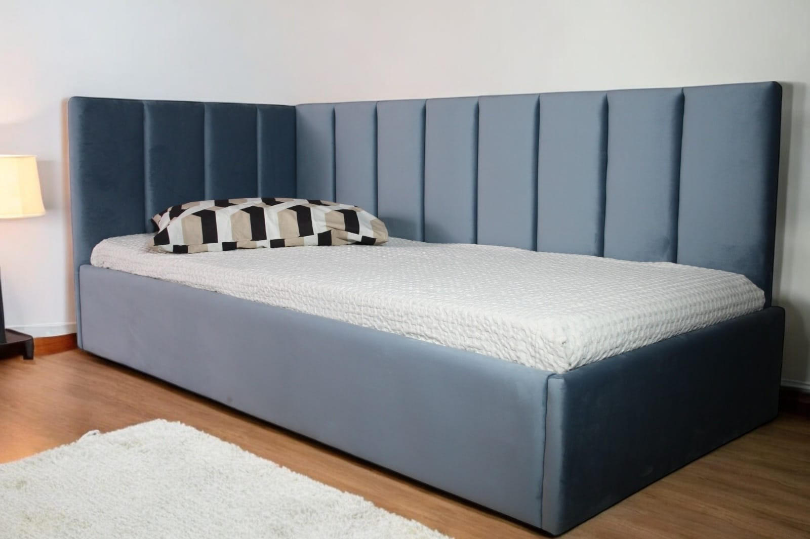 PAT TAPITAT 90X200 CM  in albastru deschis  - albastru deschis, Basics, textil