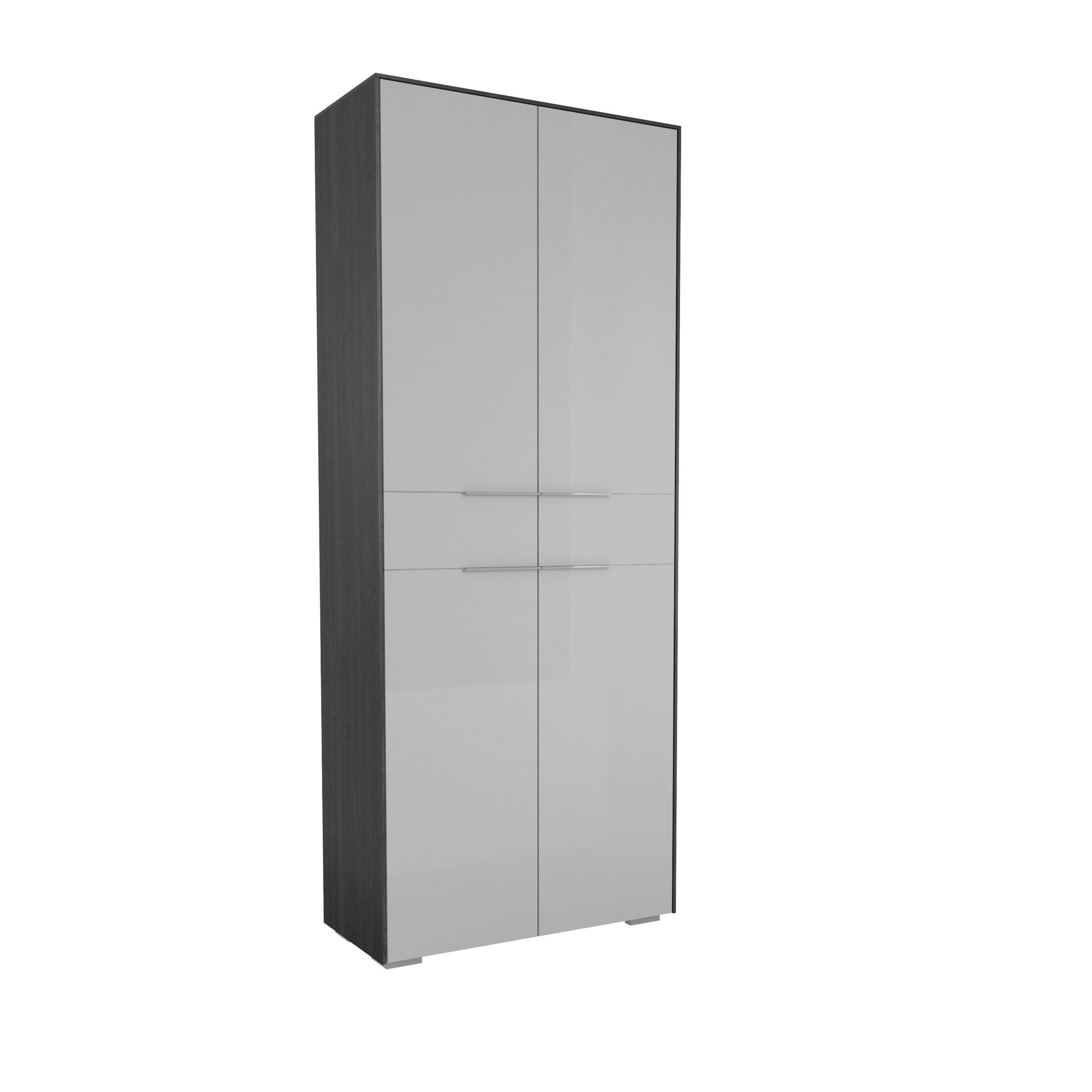 GARDEROBENSCHRANK Eichefarben, Hellgrau - Chromfarben/Eichefarben, Design, Glas/Holzwerkstoff (80,8/199,1/37,3cm) - Voleo