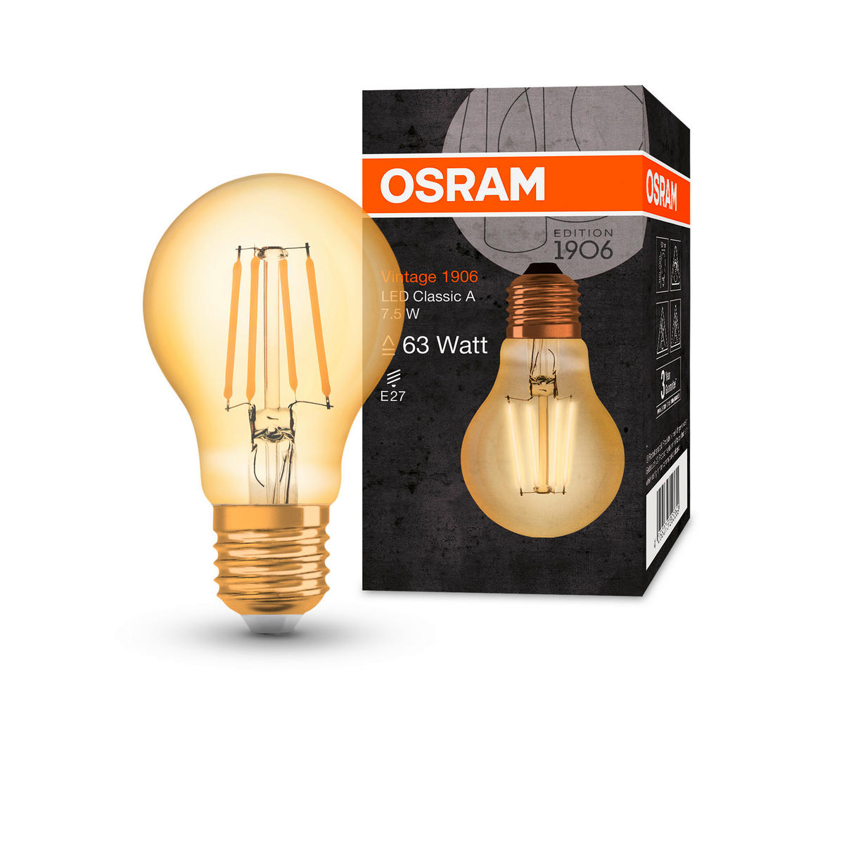 LED-LEUCHTMITTEL   E27 7,5 W 865 lm  - Goldfarben, Basics, Glas (6/10,5cm) - Osram