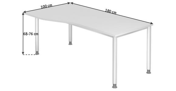 SCHREIBTISCH 180/80-100/68-76 cm  in Silberfarben, Weiß  - Silberfarben/Weiß, KONVENTIONELL, Holzwerkstoff/Metall (180/80-100/68-76cm) - Venda