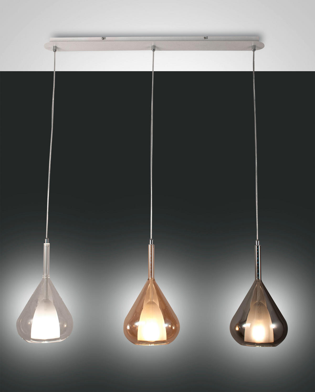 HÄNGELEUCHTE 83/200 cm  - Transparent/Bernsteinfarben, Design, Glas/Metall (83/200cm) - Fabas Luce