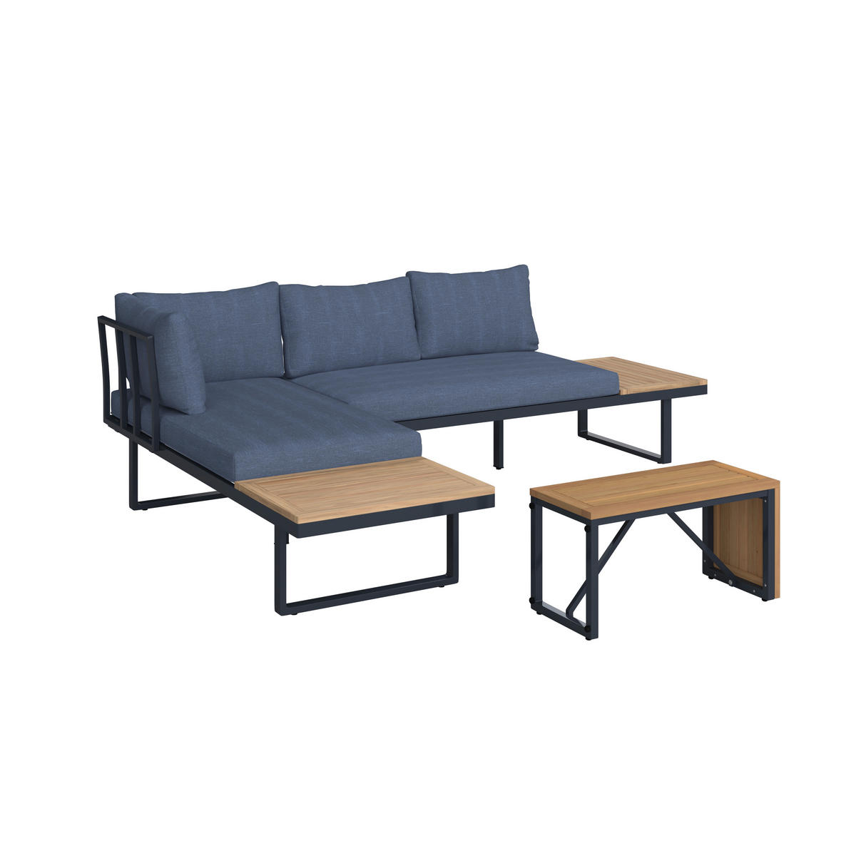 LOUNGEGARNITUR Teakholz Hartholz Aluminium, Edelstahl  - Teakfarben, MODERN, Holz/Metall (56/70/60cm) - Ambia Garden