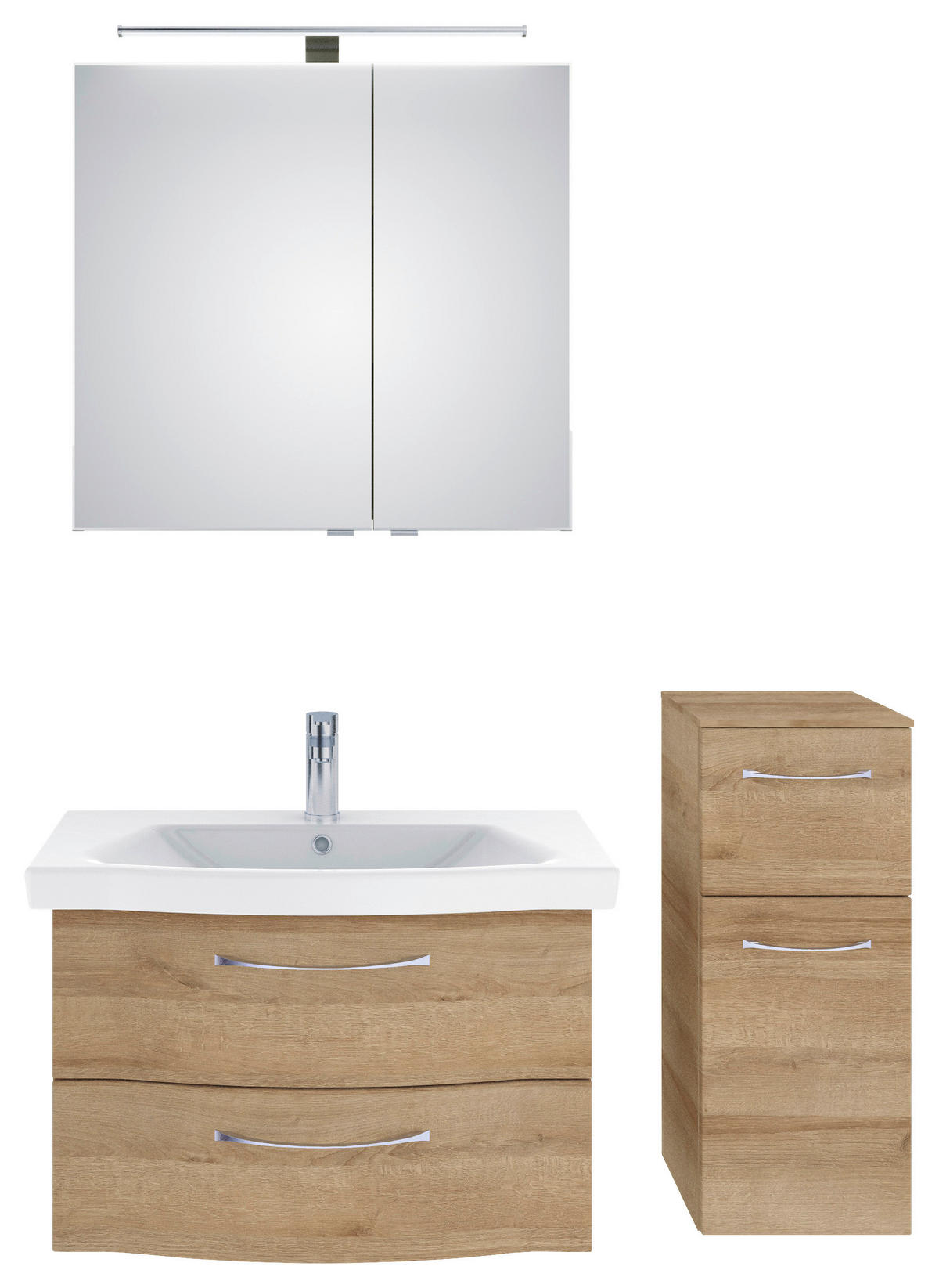 BADEZIMMER 4-teilig  in 112 cm  - Chromfarben/Eichefarben, KONVENTIONELL, Glas/Keramik (112cm) - Pelipal