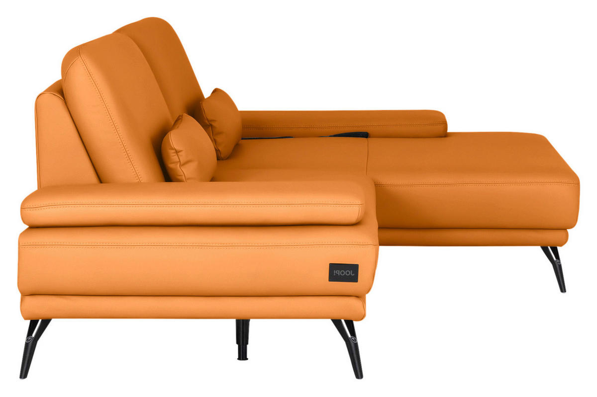 ECKSOFA Echtleder Currygelb  - Currygelb/Schwarz, Konventionell, Leder/Metall (301/180cm) - Joop!