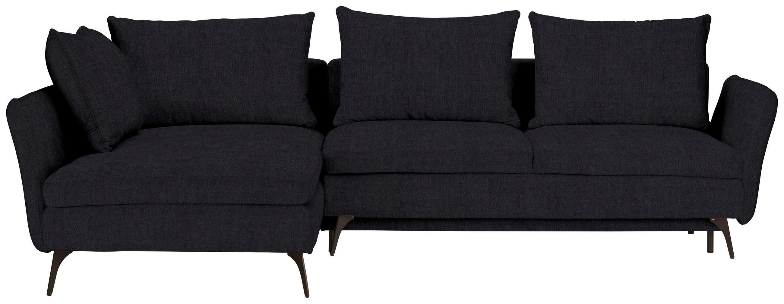 ECKSOFA Schwarz Webstoff  - Schwarz, Design, Textil/Metall (182/280cm) - Stylife