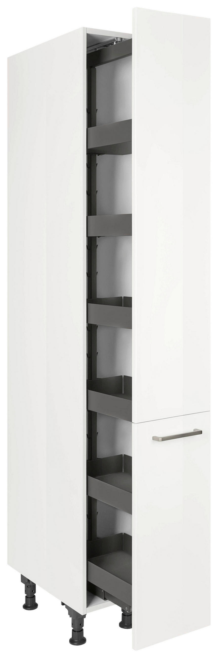 APOTHEKERSCHRANK 30/216,6/58 cm  in Weiß Hochglanz  - Edelstahlfarben/Weiß Hochglanz, MODERN, Holzwerkstoff/Metall (30/216,6/58cm) - Nobilia