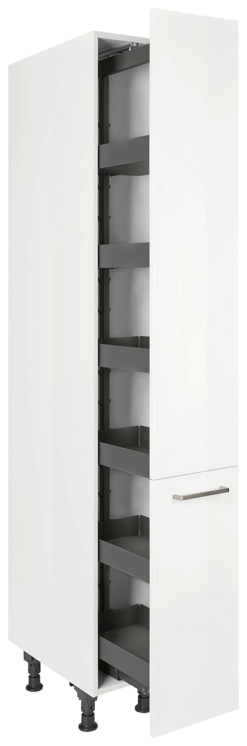 APOTHEKERSCHRANK 30/216,6/58 cm  in Weiß Hochglanz  - Edelstahlfarben/Weiß Hochglanz, MODERN, Holzwerkstoff/Metall (30/216,6/58cm) - Nobilia