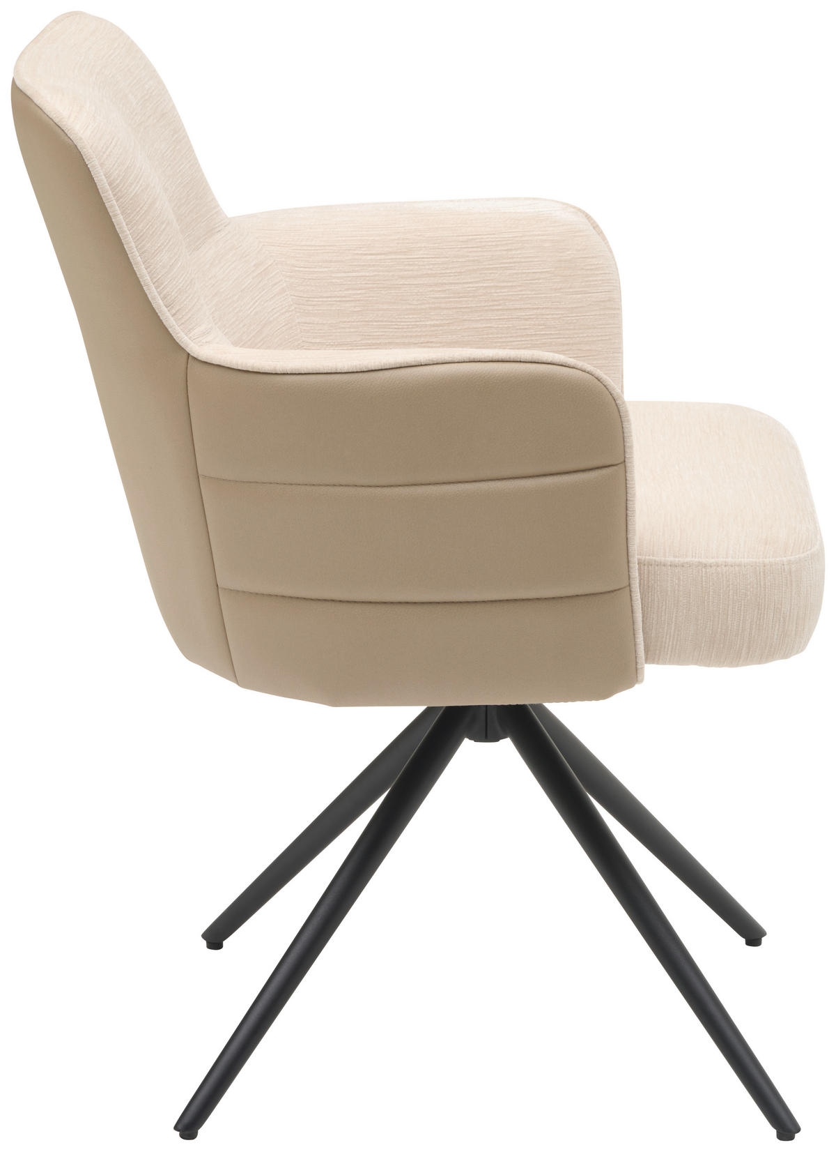 ARMLEHNSTUHL  in Eisen Lederlook, Webstoff  - Beige/Schwarz, KONVENTIONELL, Textil/Metall (58/82/64cm) - MID.YOU