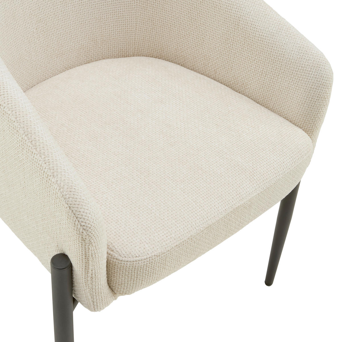 ARMLEHNSTUHL  in Eisen Samt  - Beige/Schwarz, LIFESTYLE, Textil/Metall (57/78/61cm) - MID.YOU