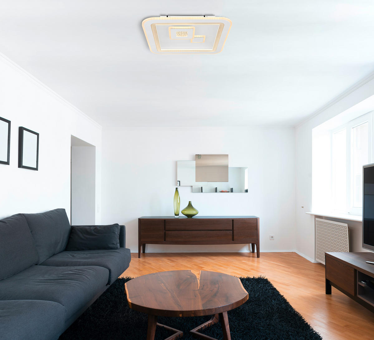 STROPNA LED-SVETILKA   //2700-6500 K/230 V/ - bela/opal, Design, kovina/umetna masa (46,6/46,6/7,4cm) - Globo