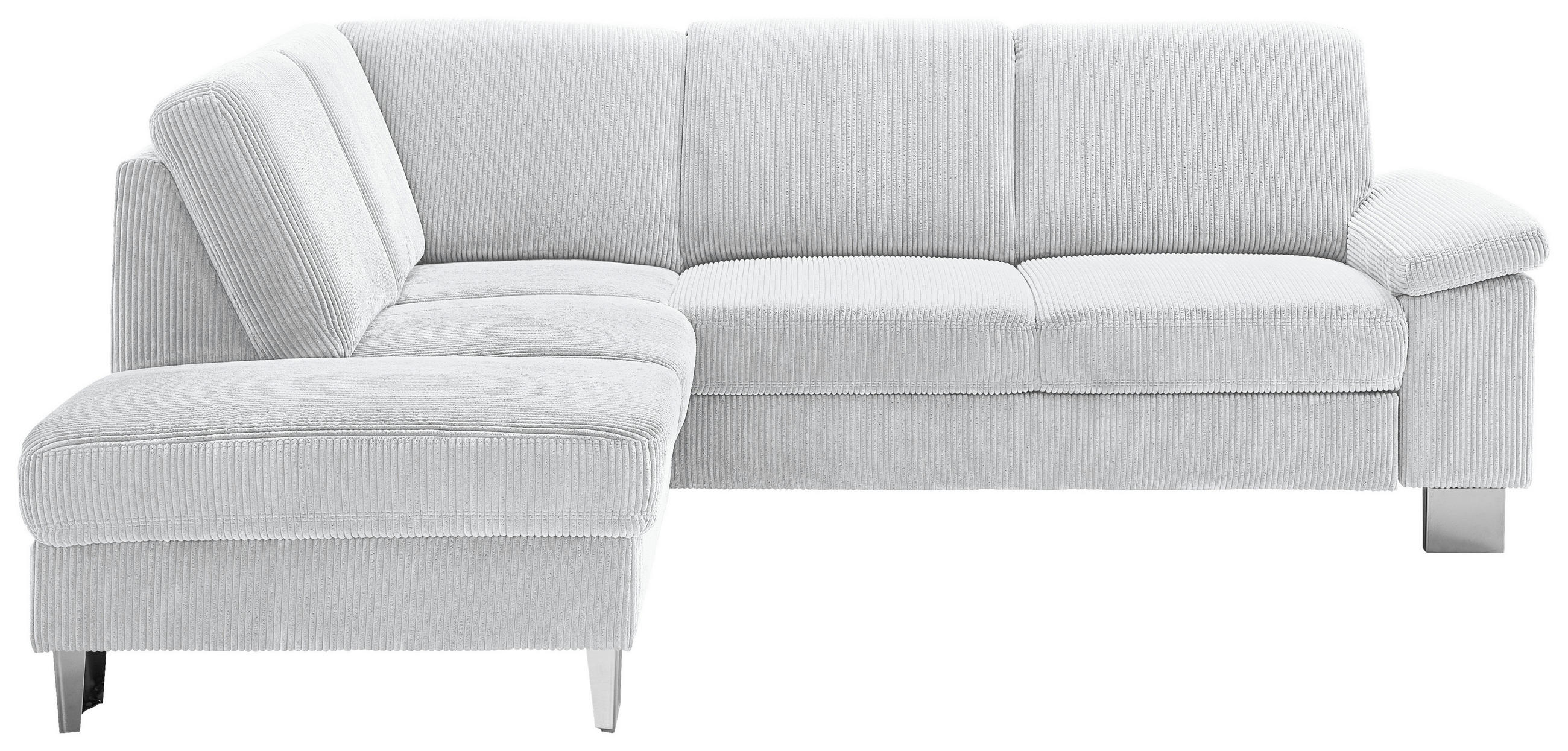 ECKSOFA in Cord Silberfarben  - Edelstahlfarben/Silberfarben, Konventionell, Textil/Metall (200/248cm) - Beldomo System