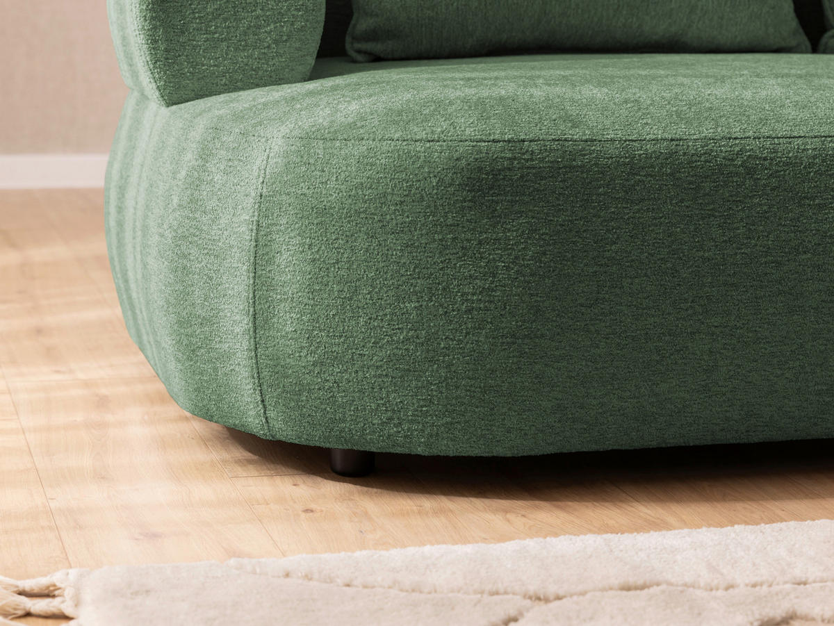ECKSOFA FERRO Grün Chenille  - Schwarz/Grün, Design, Kunststoff/Textil (256/156cm) - Livetastic