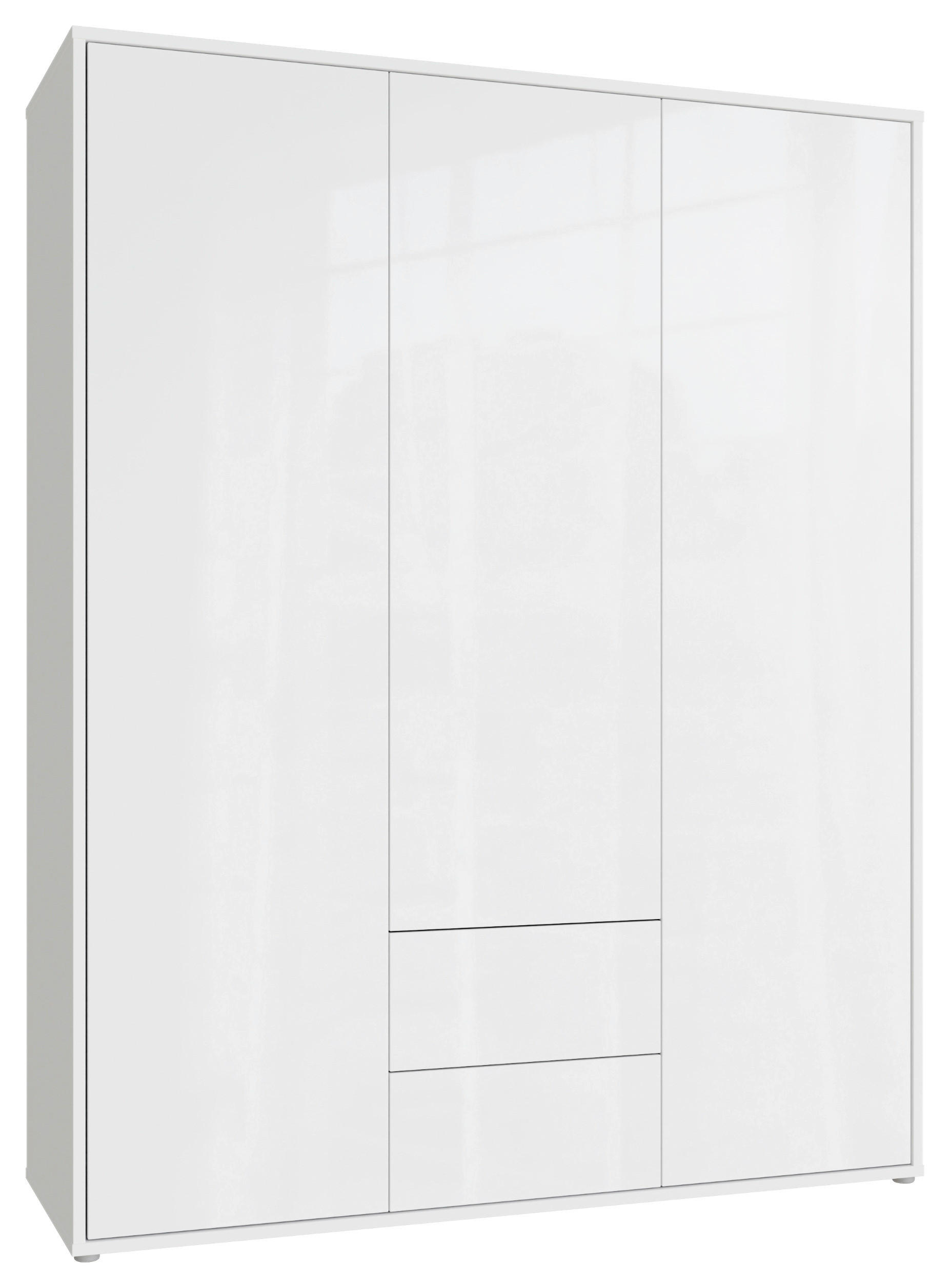 DREHTÜRENSCHRANK 169/214/60 cm,  in Weiß, Weiß Hochglanz, 3-türig  - Weiß Hochglanz/Weiß, Trend, Holzwerkstoff (169/214/60cm) - Carryhome