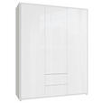 DREHTÜRENSCHRANK 169/214/60 cm,  in Weiß, Weiß Hochglanz, 3-türig  - Weiß Hochglanz/Weiß, Trend, Holzwerkstoff (169/214/60cm) - Carryhome