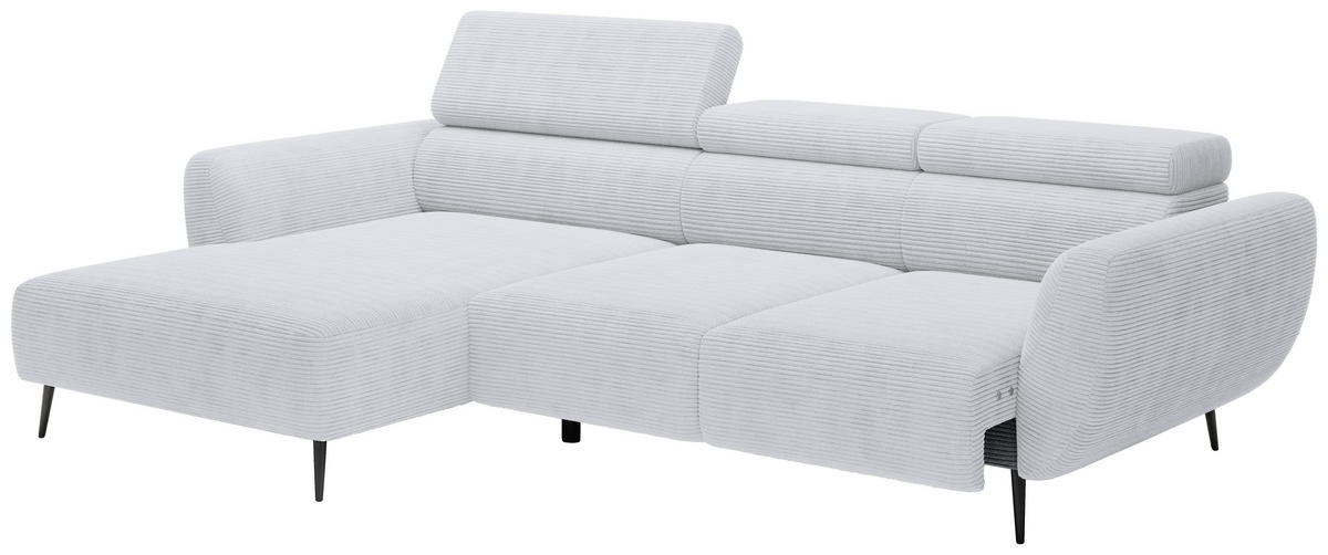 ECKSOFA in Cord Grau  - Schwarz/Grau, Konventionell, Textil/Metall (174/277cm) - Carryhome