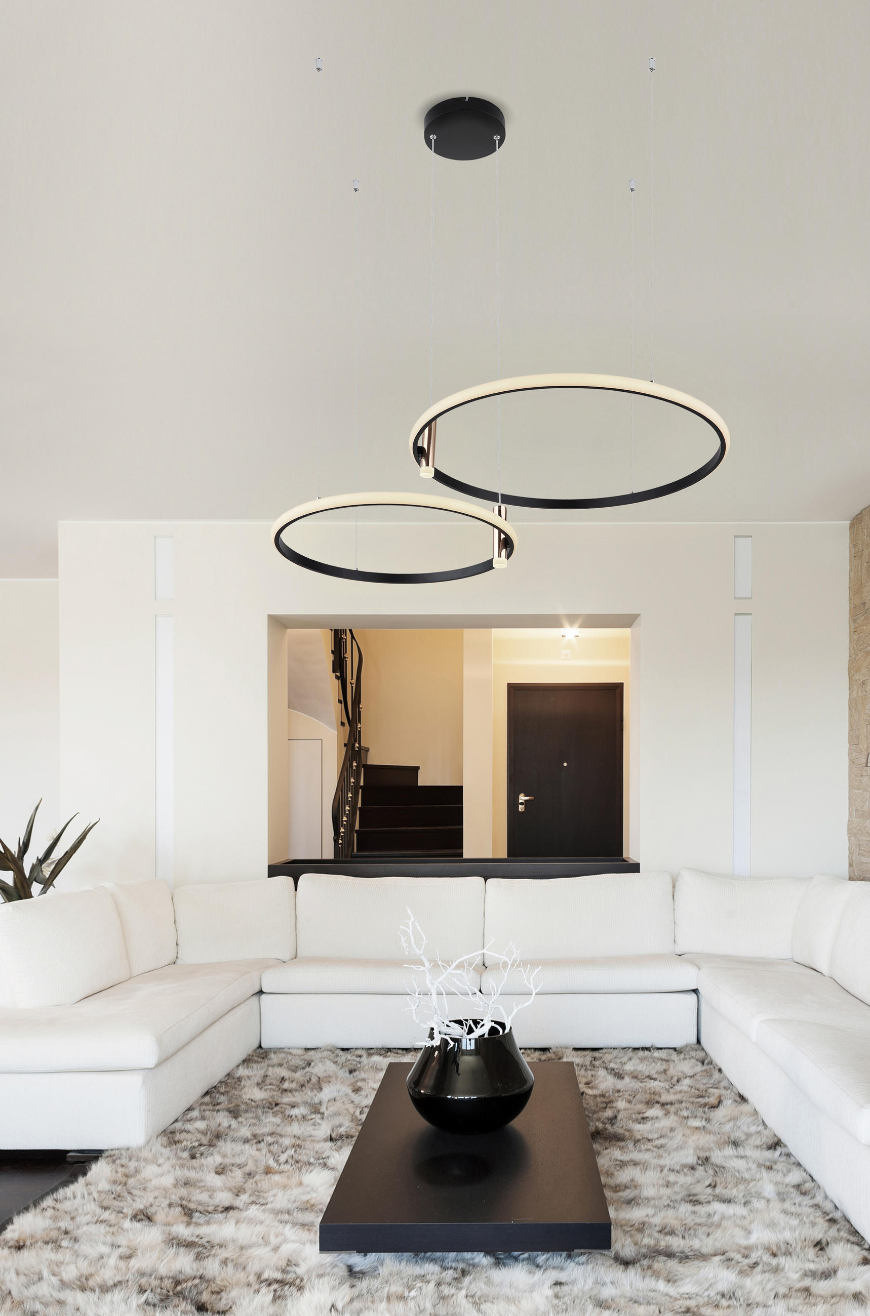 ZÁVESNÉ LED SVIETIDLO, 102,5/70/150 cm - čierna/zlatá, Design, kov/plast (102,5/70/150cm) - Globo